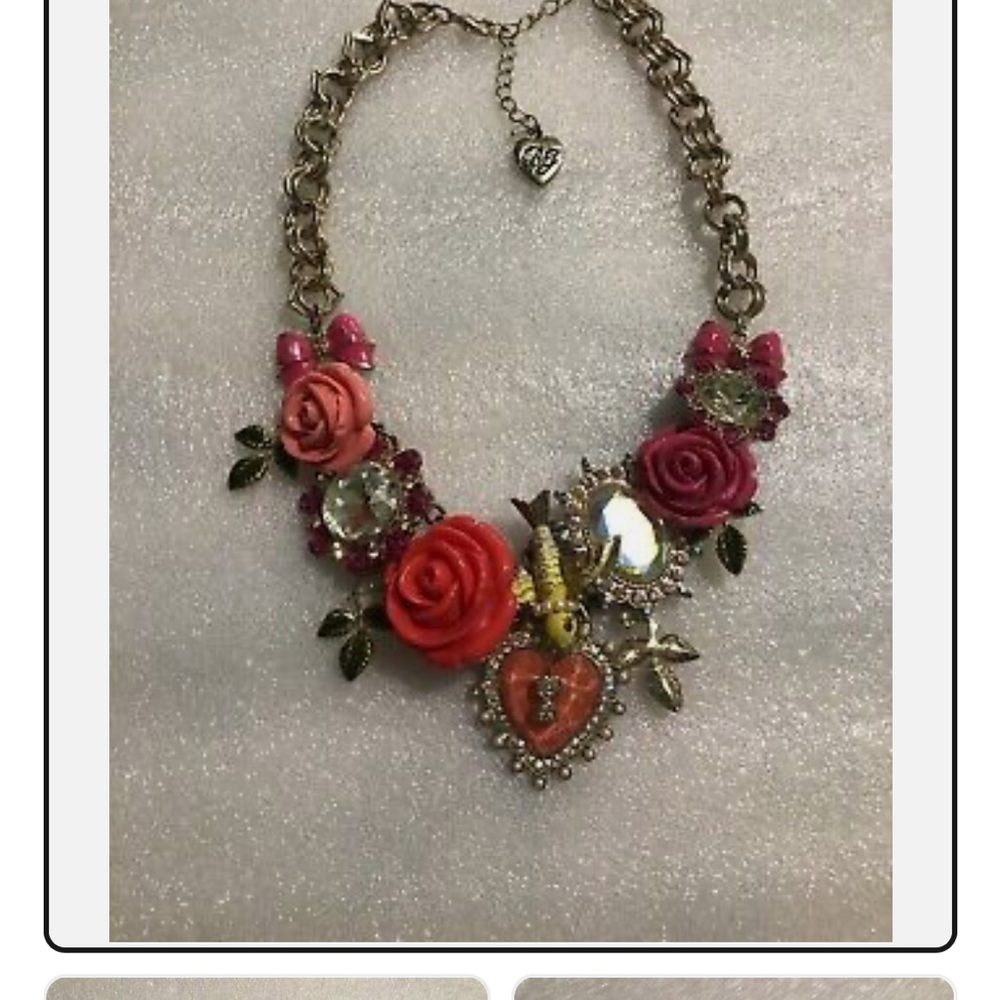 Betsey Johnson Floral Statement Necklace & matching bracelet new w/ tags